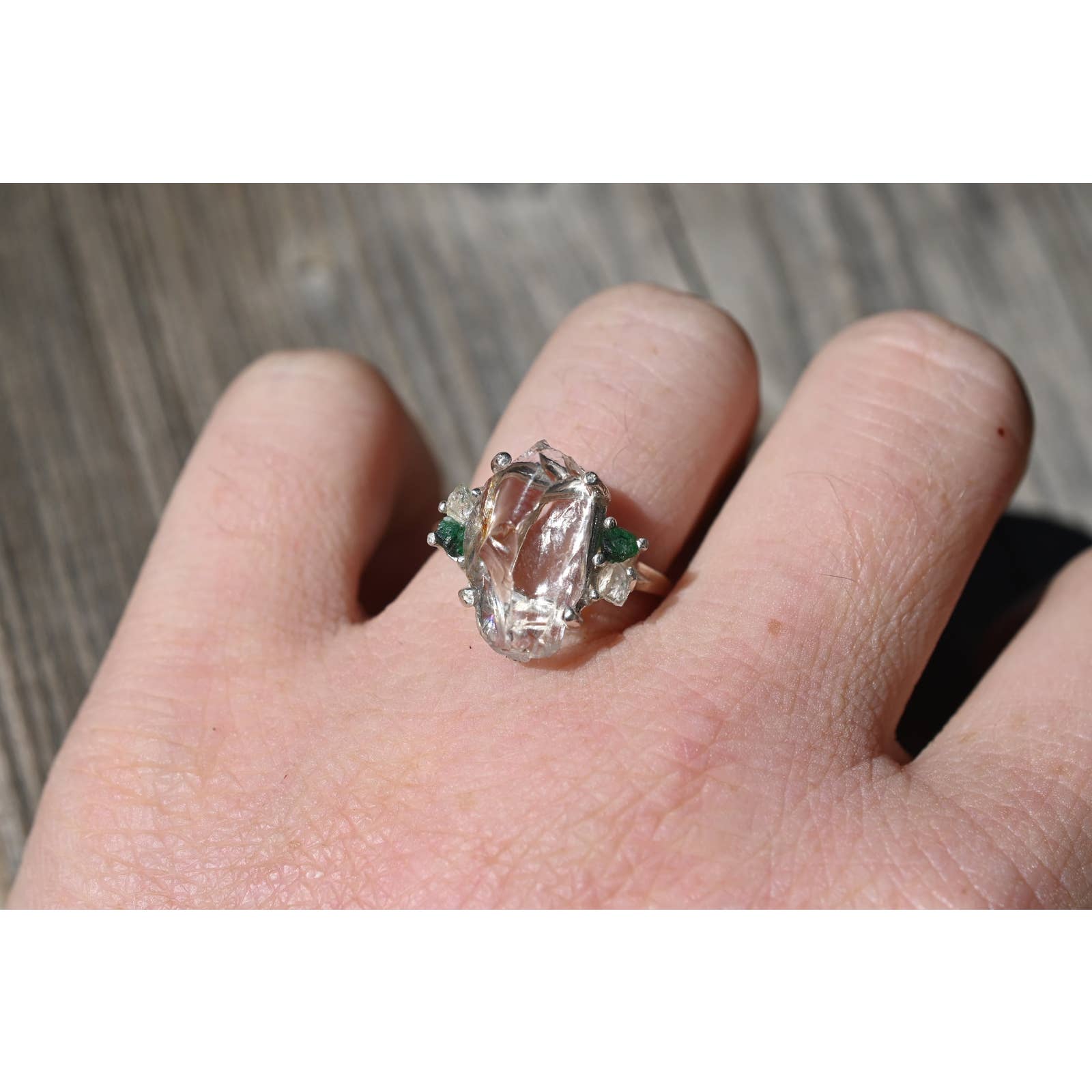 Real Emerald Rings, Genuine Uncut Emerald Jewelry, Size 4 5 6 7 8 9 10 11